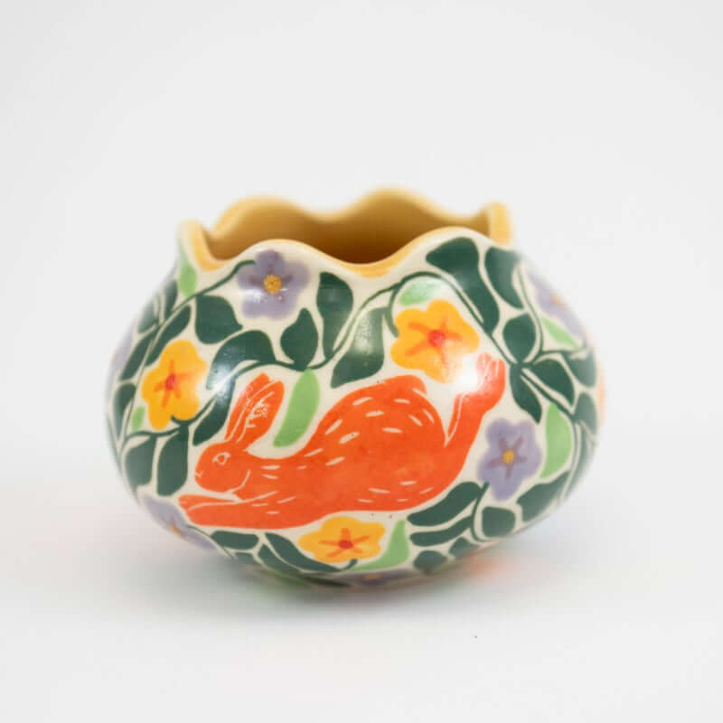 Small Round Bunnies Vase