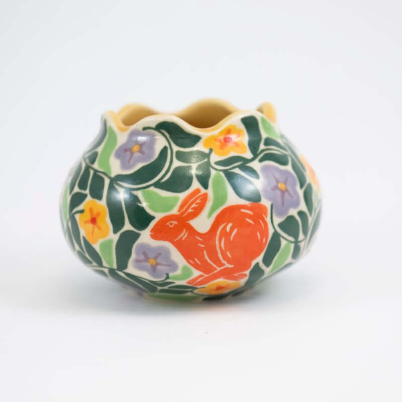 Small Round Bunnies Vase