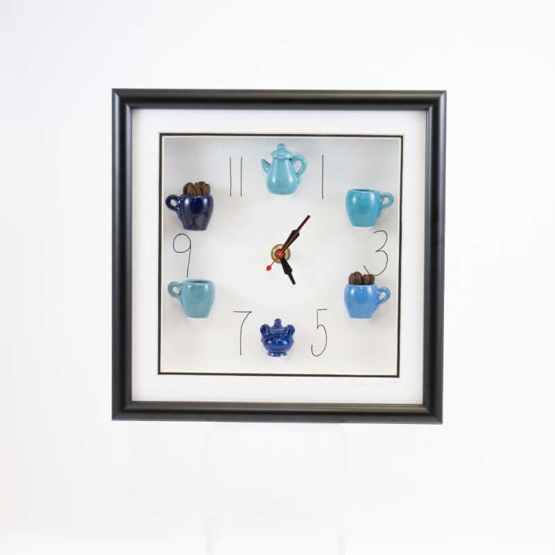 10x10 Clock All Blue Pots & Coffee Beans