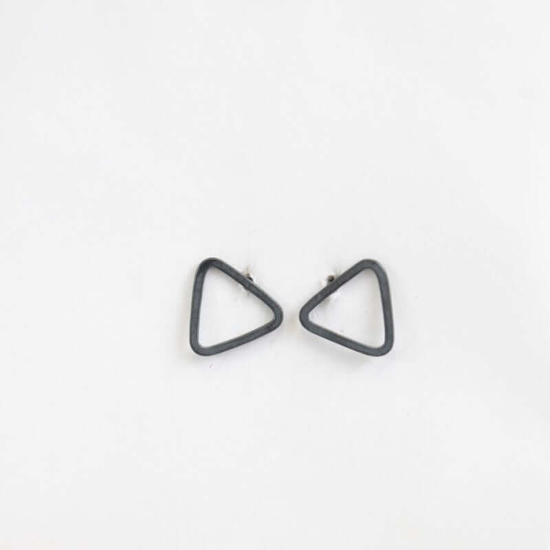 Oxidized Sterling Triangle Studs at PINCH
