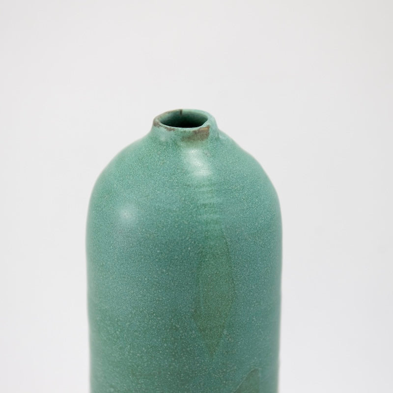 Small Tall Weathered Green Bottle Vase from Judy Jackson at Pinch in Northampton, MA