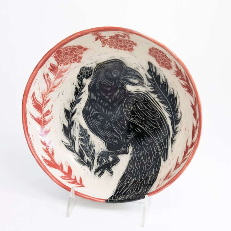 Red and Black Bird Bowl #2