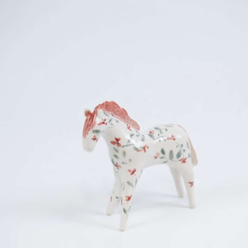 Horse with Pink Flowers Sculpture