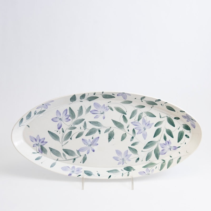Oval Platter with Scattered Flowers