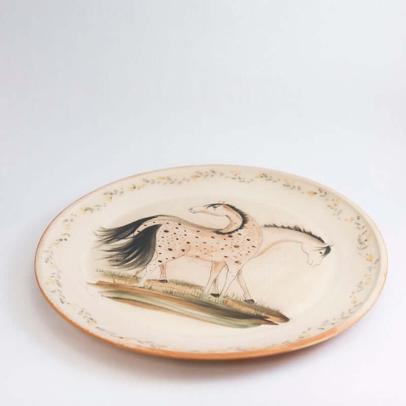 Large Round Platter with Two Horses