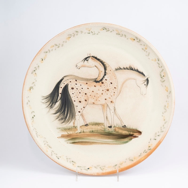 Large Round Platter with Two Horses