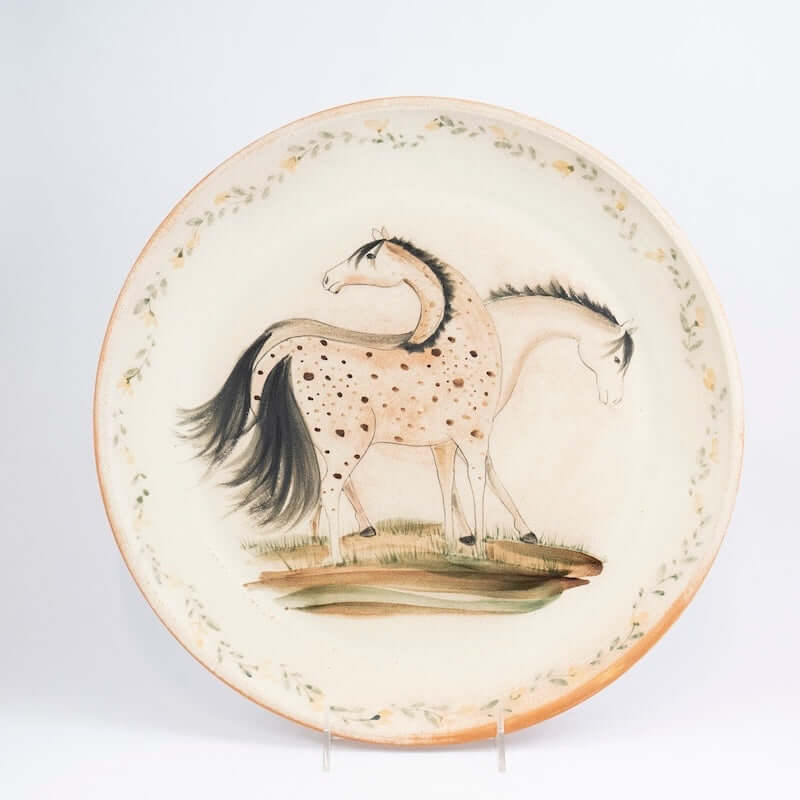 Large Round Platter with Two Horses