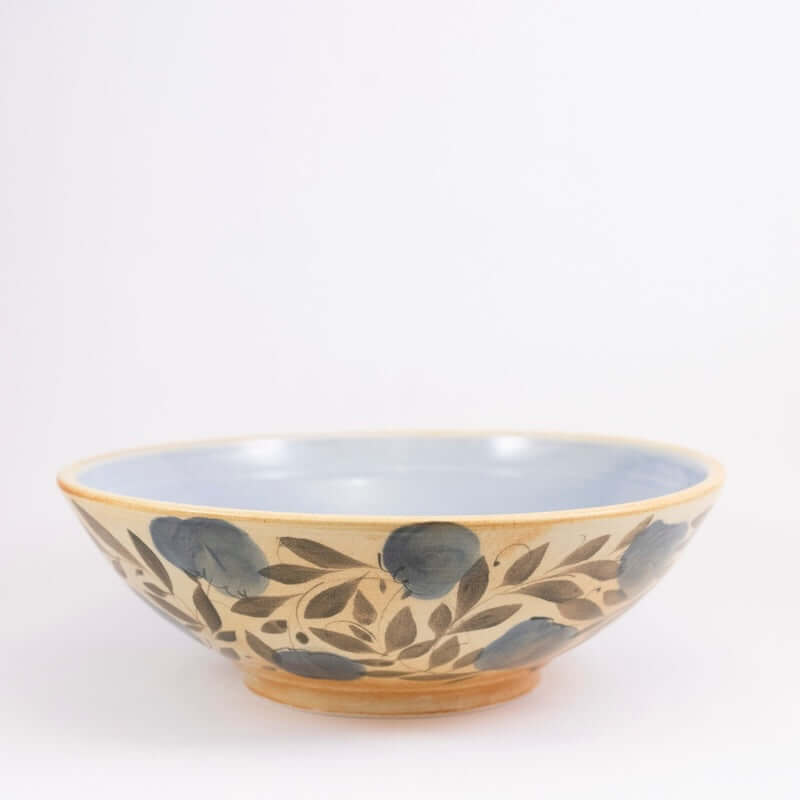 Large Shallow Bowl with Blue Interior