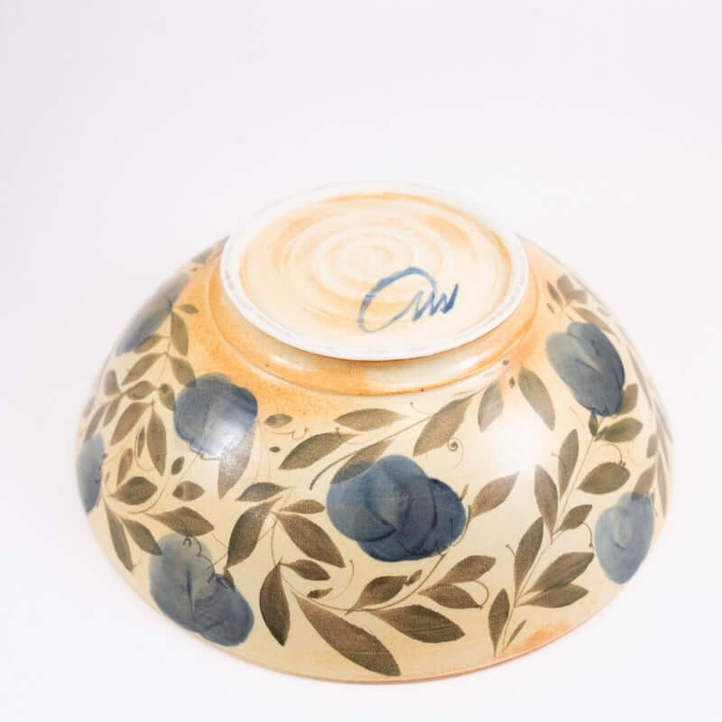 Large Shallow Bowl with Blue Interior