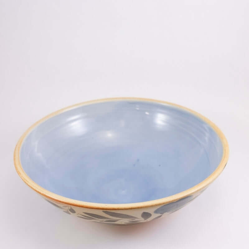 Large Shallow Bowl with Blue Interior
