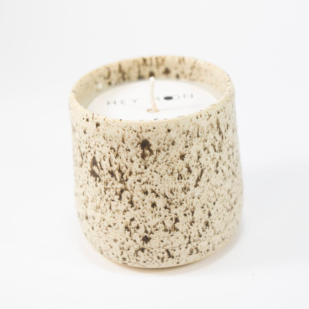 Palo Santo Soy Candle in Speckled Ceramic Jar 8.4 oz from Hey Moon Ceramics at Pinch in Northampton, MA