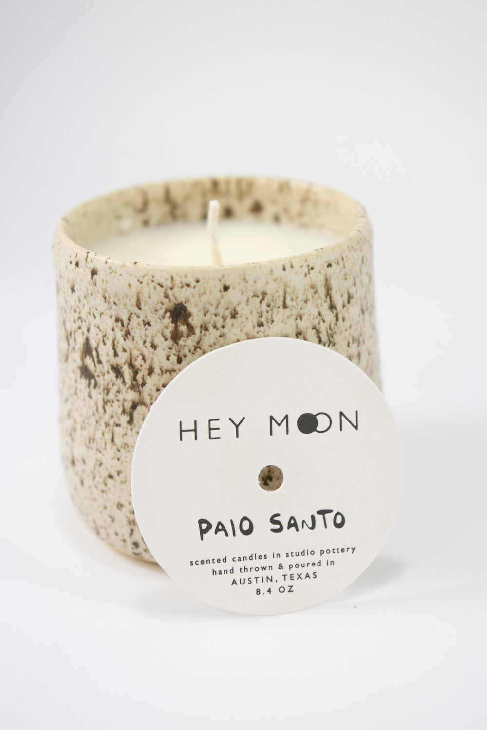 Palo Santo Soy Candle in Speckled Ceramic Jar 8.4 oz from Hey Moon Ceramics at Pinch in Northampton, MA