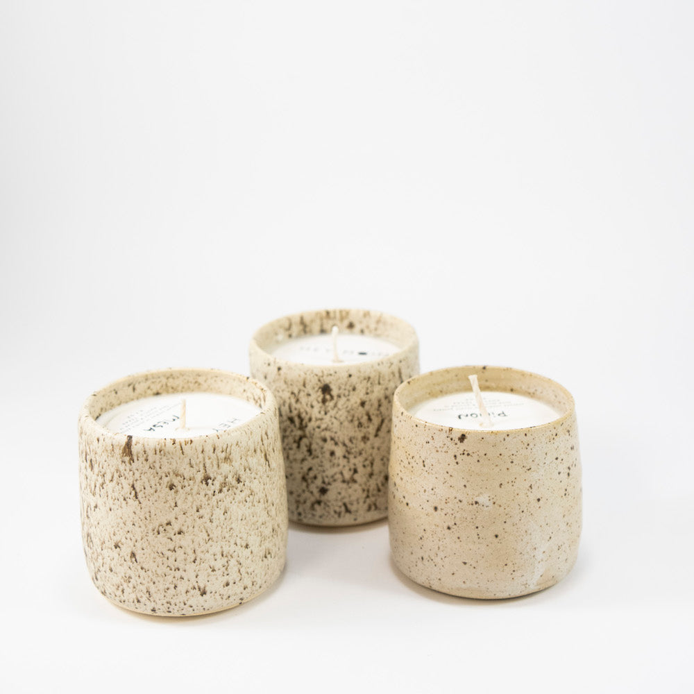 Palo Santo Soy Candle in Speckled Ceramic Jar 8.4 oz from Hey Moon Ceramics at Pinch in Northampton, MA