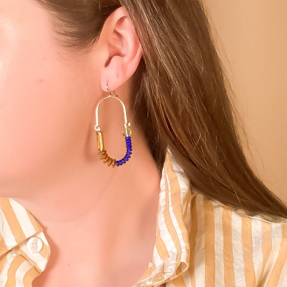 Cobalt, Olive, Mocha, Topaz Balance Earrings in Brass