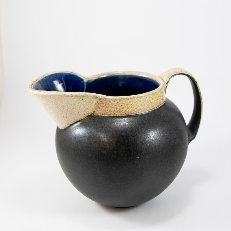 Black Pitcher with Blue Interior from Maya Machin at Pinch in Northampton, MA