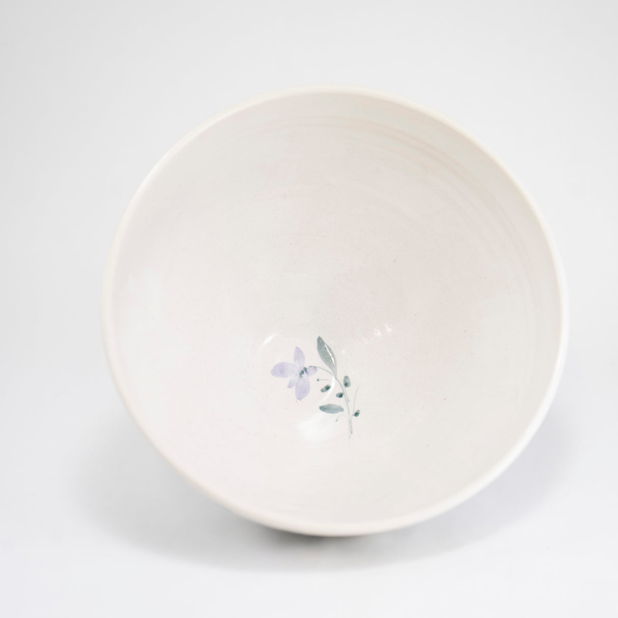 Bowl with Hand-Painted Lavender Flower Boarder