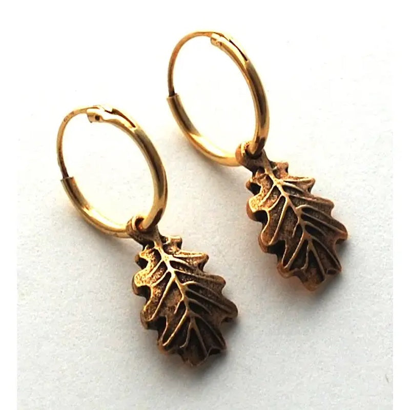 Oak Leaf Hoop Earrings in Gold from semaki & bird at Pinch in Northampton, MA