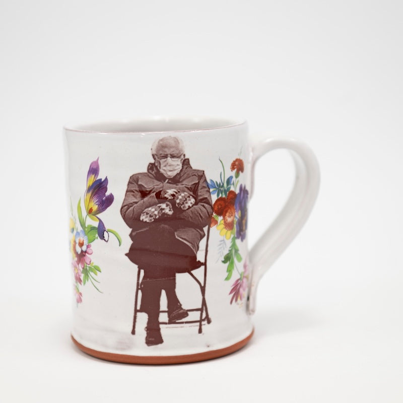 Bernie Sanders with Mittens Floral Mug from Justin Rothshank at Pinch in Northampton, MA