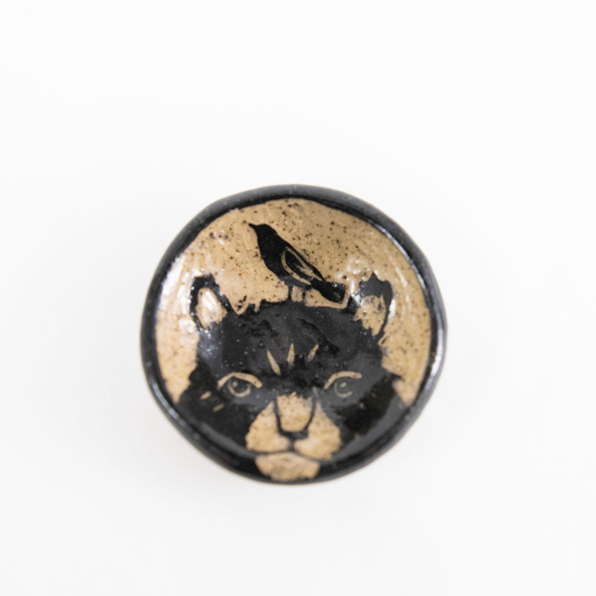 2.5" Sgraffito Bear and Bird Dish