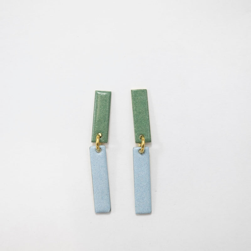 Extra Small Sticks Earrings in Olive & Celeste Enamels from Sibilia at Pinch in Northampton, MA