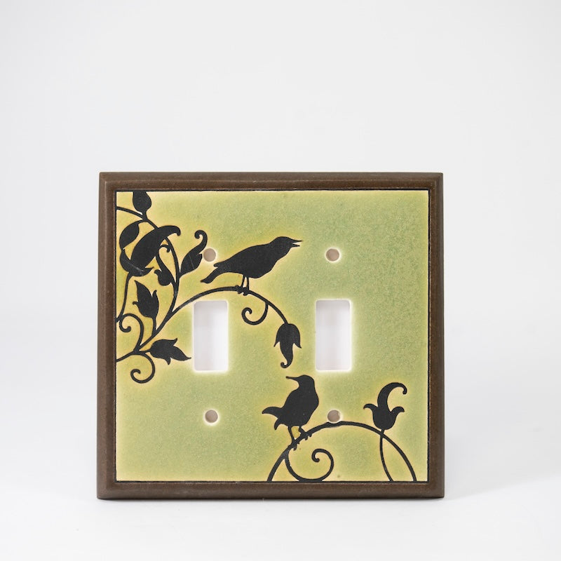 Green Songbirds Switchplate & Outlet Covers from All Fired Up at Pinch in Northampton, MA