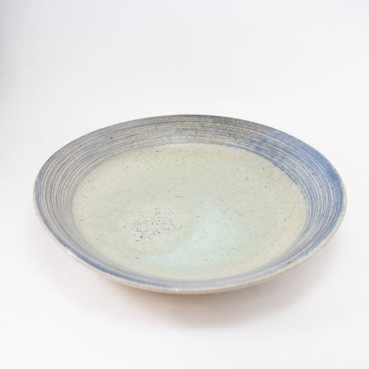 Platter with Green Interior and Wood Ash Speckles by Michael McCarthy 12.5"
