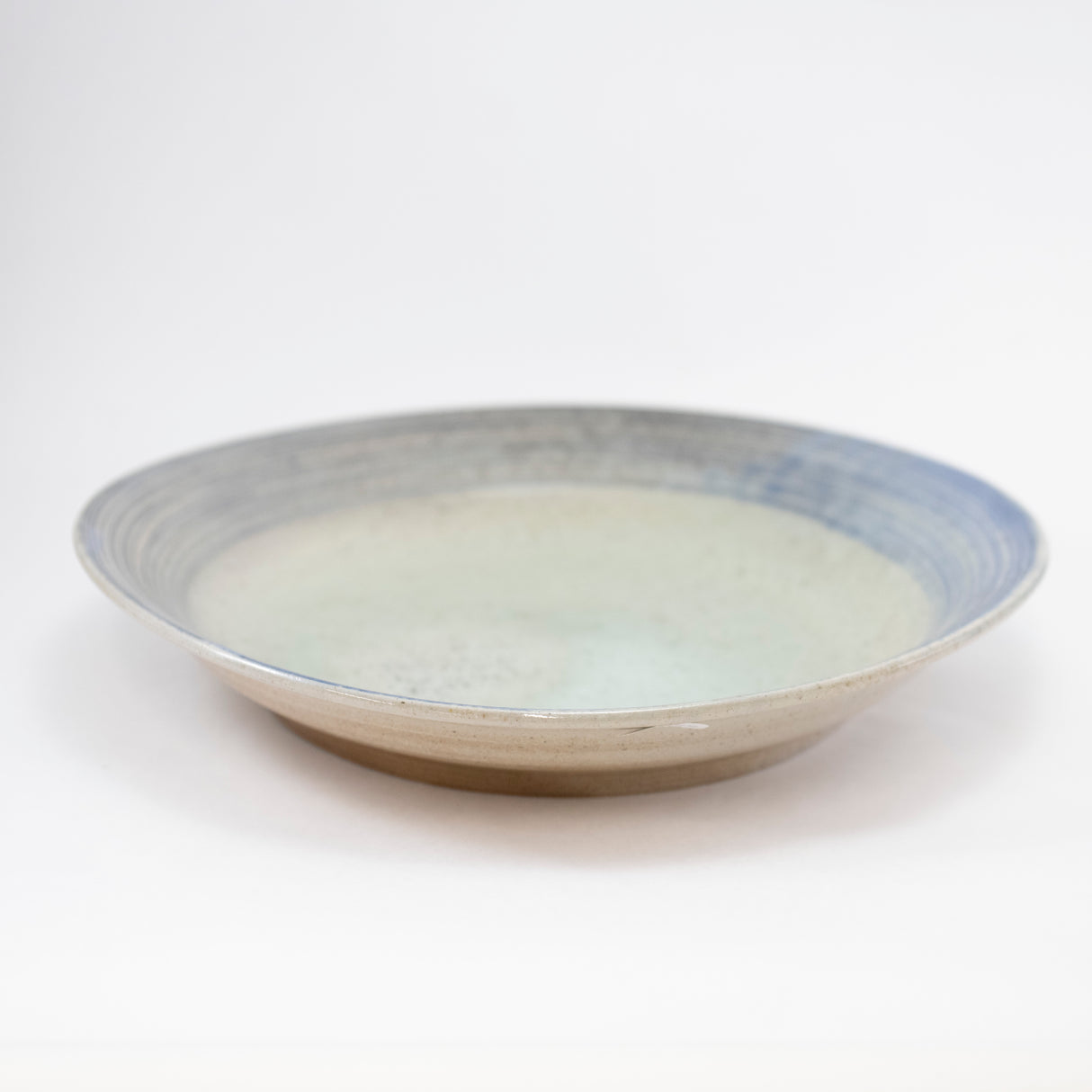 Platter with Green Interior and Wood Ash Speckles by Michael McCarthy 12.5"