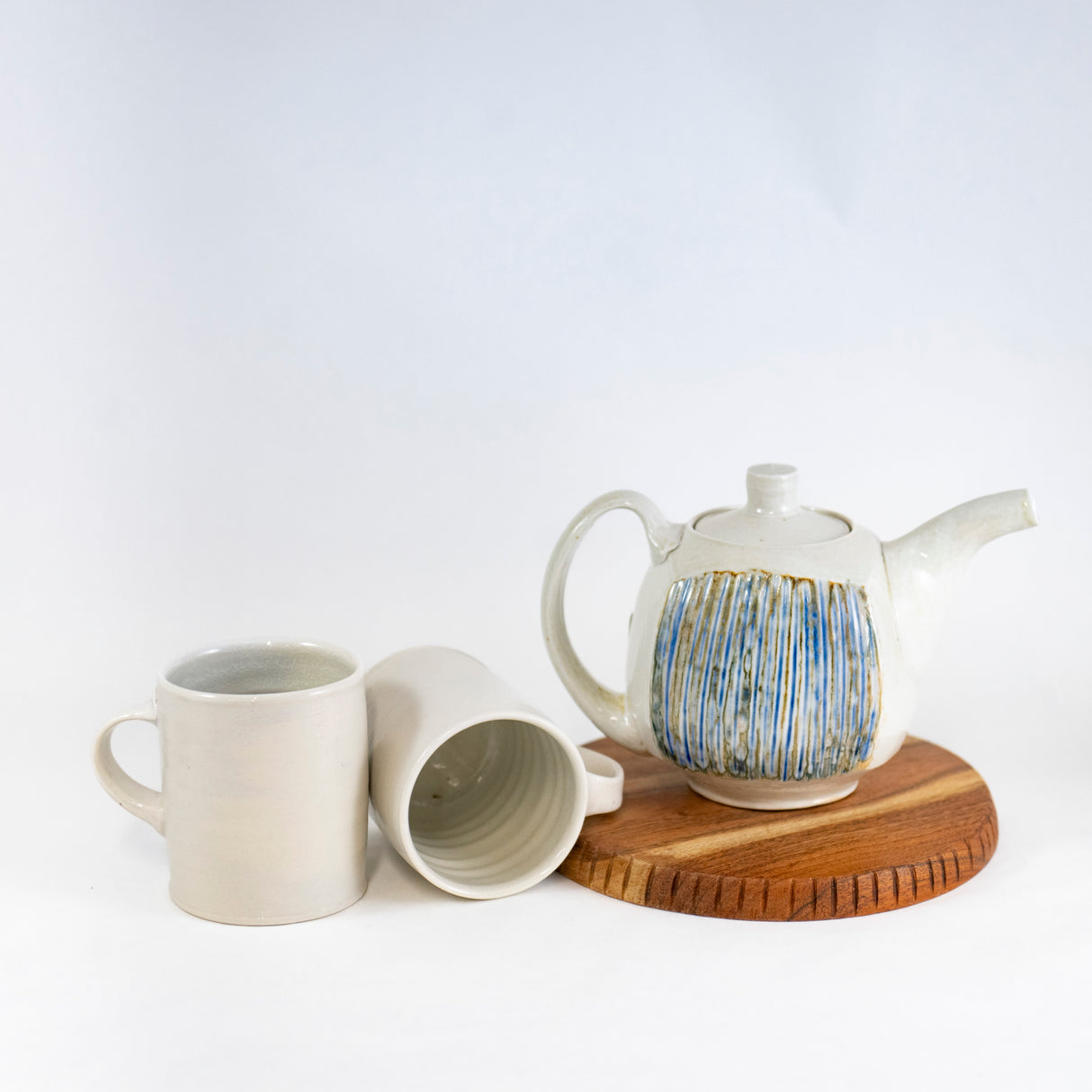 Teapot with Blue Stripes by Mark Shapiro