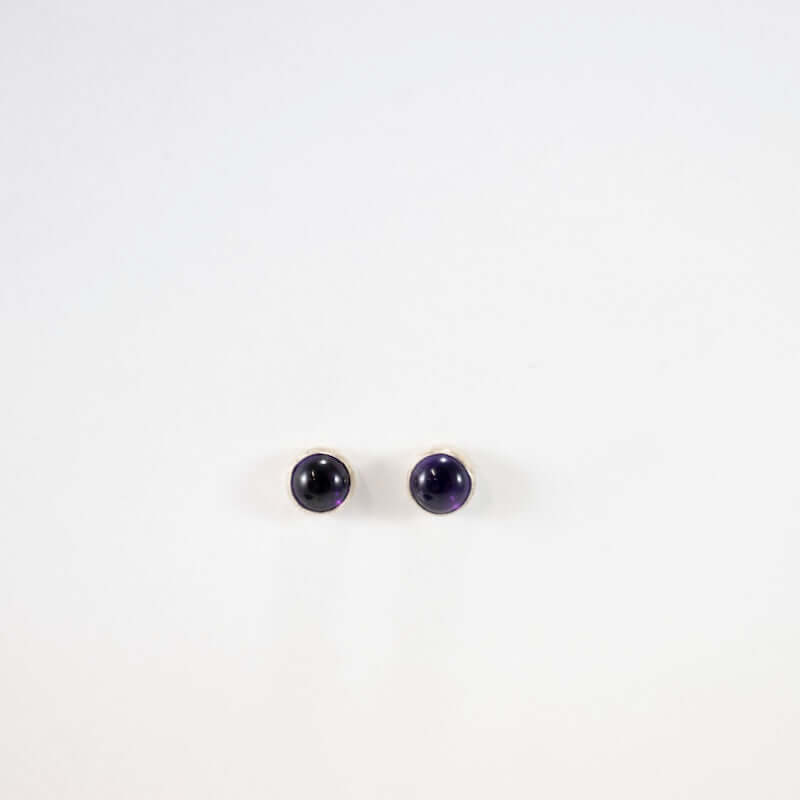 Amethyst and Fine Silver Stud Earrings at PINCH