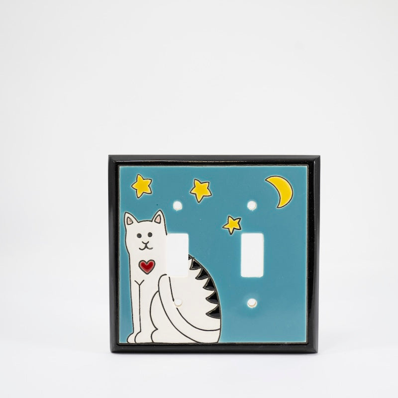 Folk Art Cat Switchplate Covers from All Fired Up at Pinch in Northampton, MA