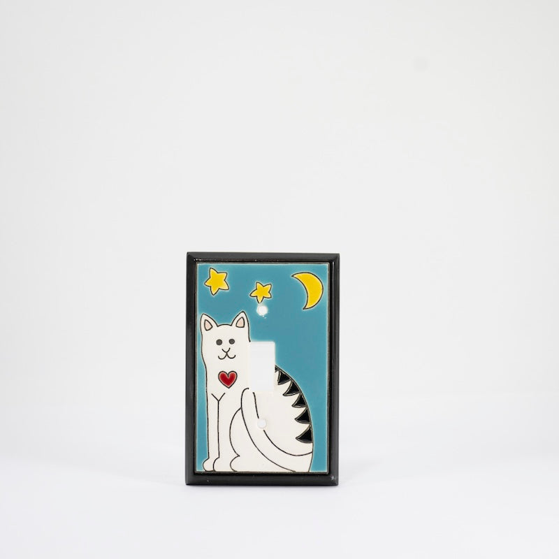 Folk Art Cat Switchplate Covers from All Fired Up at Pinch in Northampton, MA