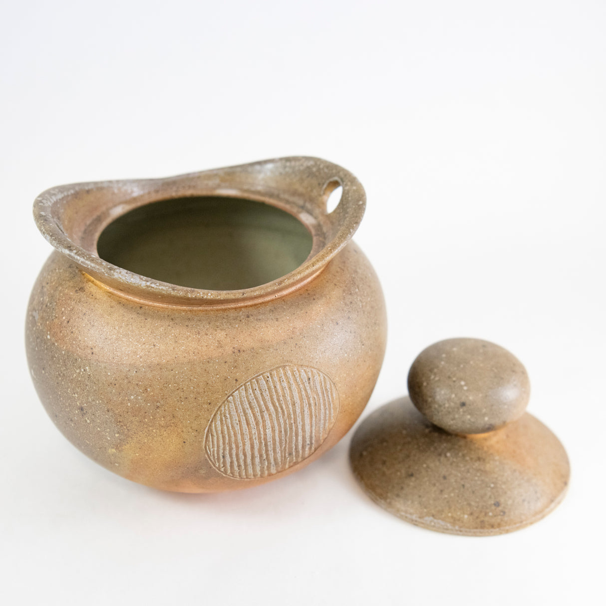 Round Bellied Ochre Canister by Maya Machin