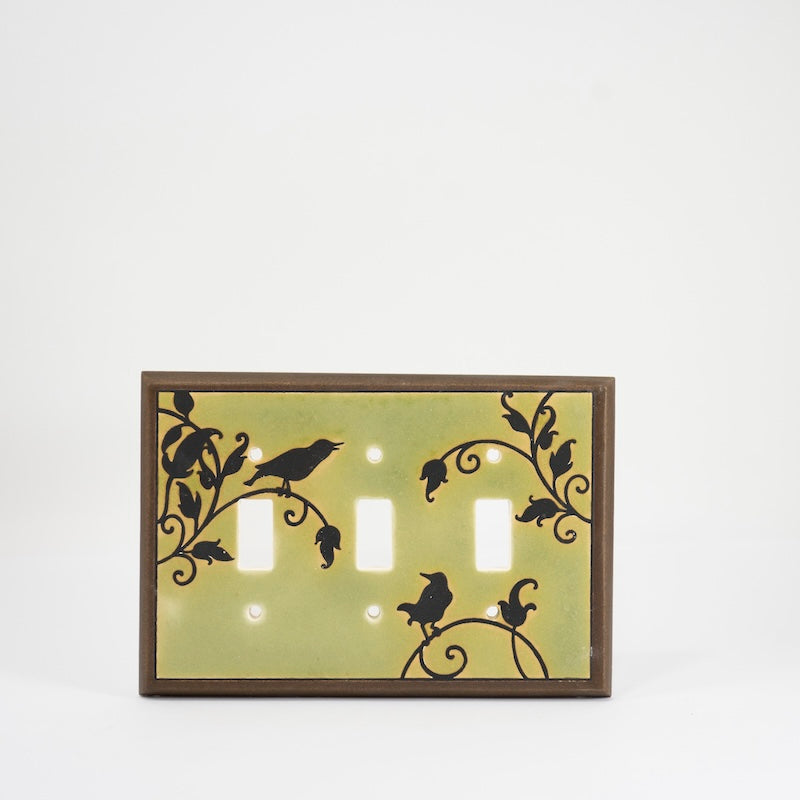Green Songbirds Switchplate & Outlet Covers from All Fired Up at Pinch in Northampton, MA