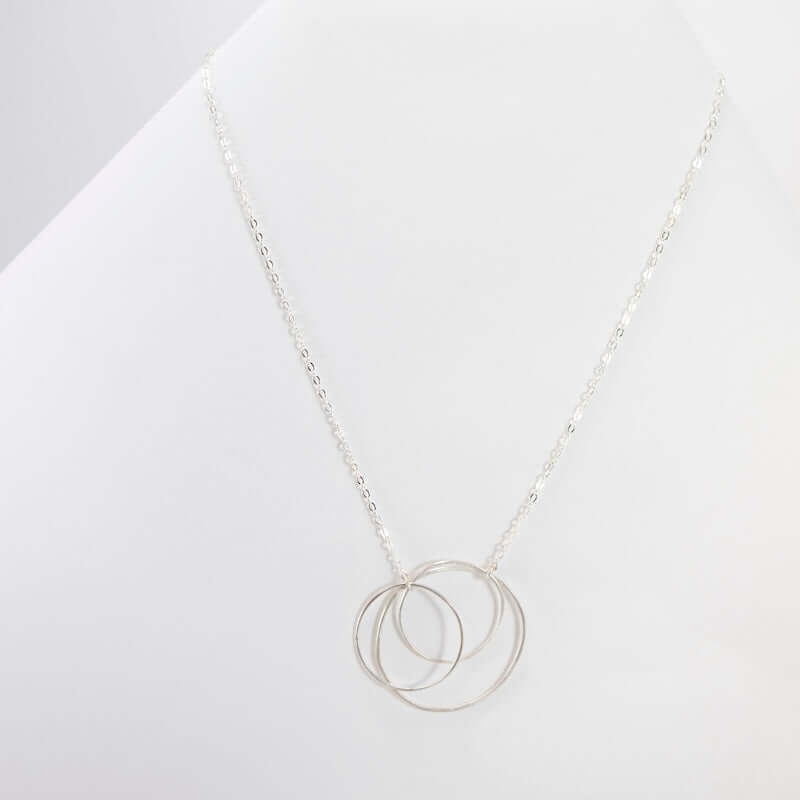 Triple Open Circle Necklace with Sterling Silver Large & Small Circles at PINCH