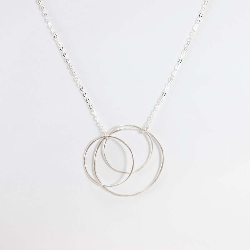 Triple Open Circle Necklace with Sterling Silver Large & Small Circles at PINCH