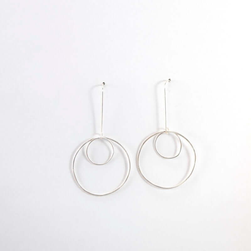 Open Circles Earrings with Large & Small Sterling Silver Circles at PINCH