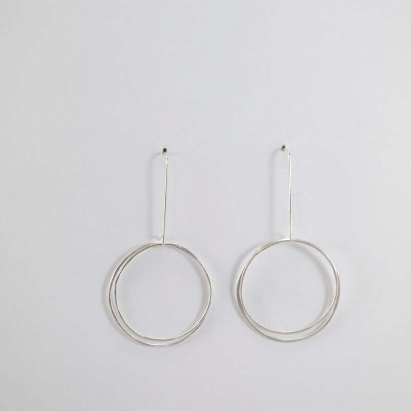 Open Circles Earrings with Two Large Sterling Silver Circles at PINCH