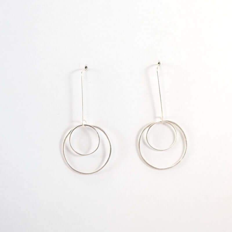 Open Circles Earrings with Small & Medium Sterling Silver Circle at PINCH