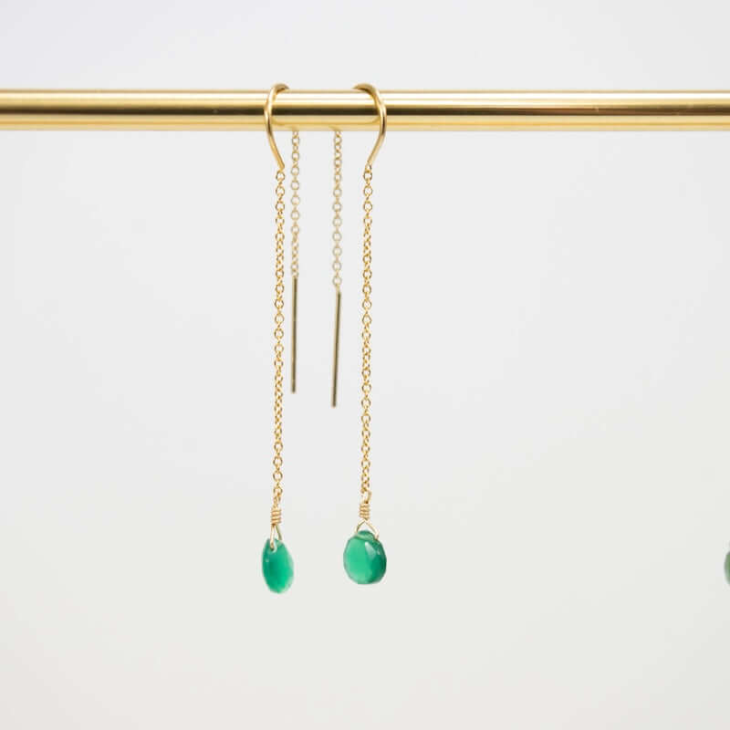Gold Fill Green Onyx Earrings at PINCH