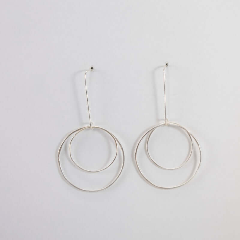 Open Circle Earrings with Large & Medium Sterling Silver Circle at PINCH