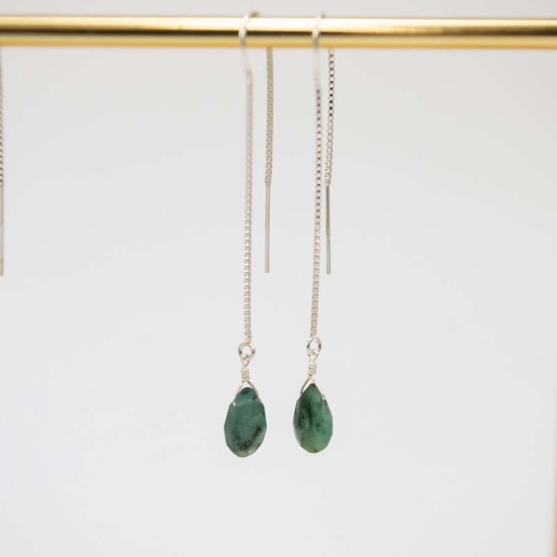 Sterling Silver Raw Emerald Earrings at PINCH