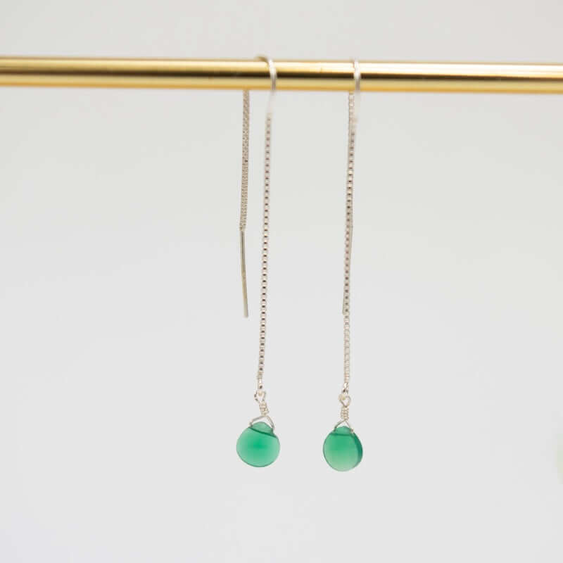 Sterling Silver Green Onyx Earrings at PINCH