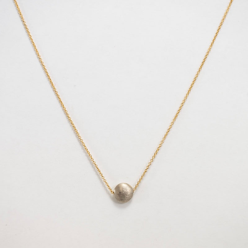 Gold Fill Necklace with Silver Brushed Pendant from bara boheme at Pinch in Northampton, MA