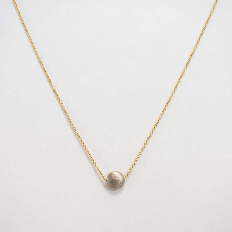 Gold Fill Necklace with Silver Brushed Pendant at PINCH
