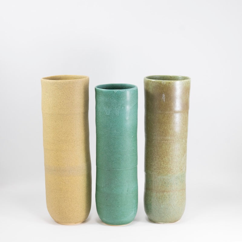 Olive Cylinder Vase from Judy Jackson at Pinch in Northampton, MA