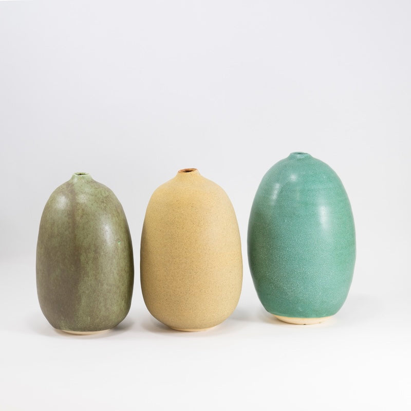 Weathered Green Small Oval Vase from Judy Jackson at Pinch in Northampton, MA