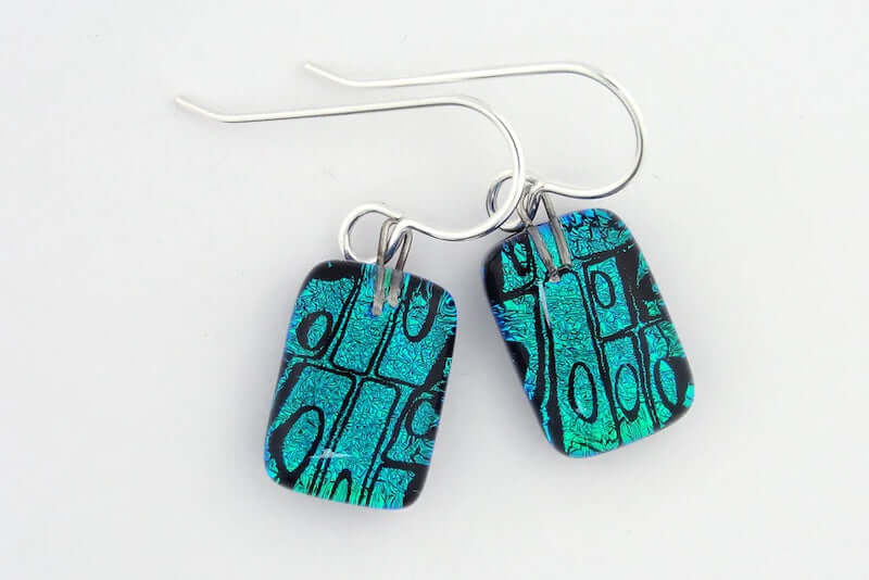 Blue, Green, and Black Cell Drop Earrings at PINCH