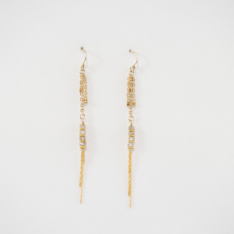 Champagne Zircon Fringe Earrings from Hallie's Comet at Pinch in Northampton, MA