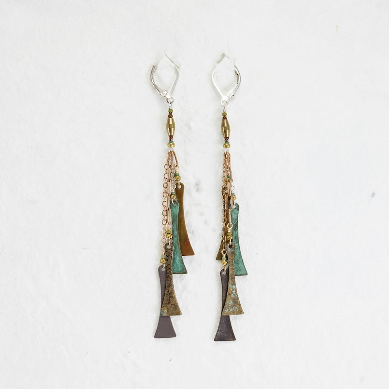 Sterling Silver lever, Antique Brass, Patinaed Brass Earrings
