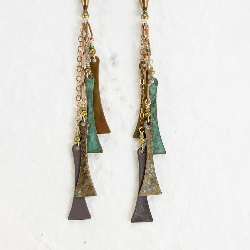 Sterling Silver lever, Antique Brass, Patinaed Brass Earrings